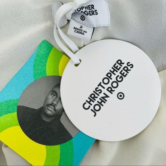 Christopher John Rogers Stripe Slip Dress Size 2 Black White Chevron Maxi Slit - Picture 9 of 12